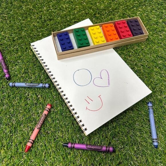 2/$24 Building Bricks Blocks Crayons (6), Kids Girls Boys Gender Neutral Gift - Picture 6 of 10